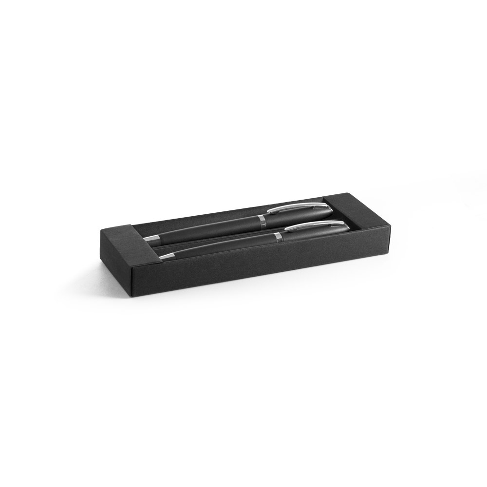 RE-LANDO-SET. Roller and ball pen set with recycled aluminium (100% rAL) body
