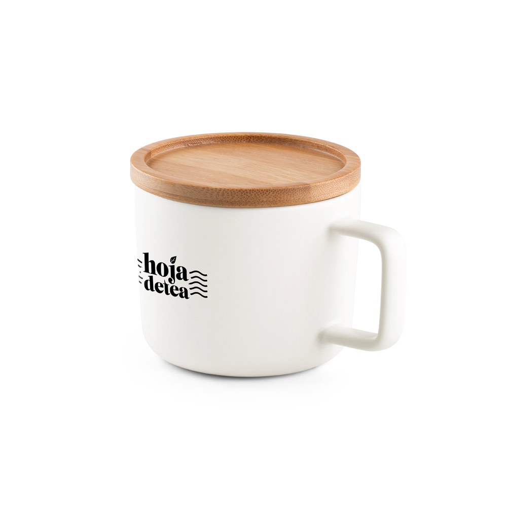 FANGIO. 220 mL ceramic mug with lid and bamboo base