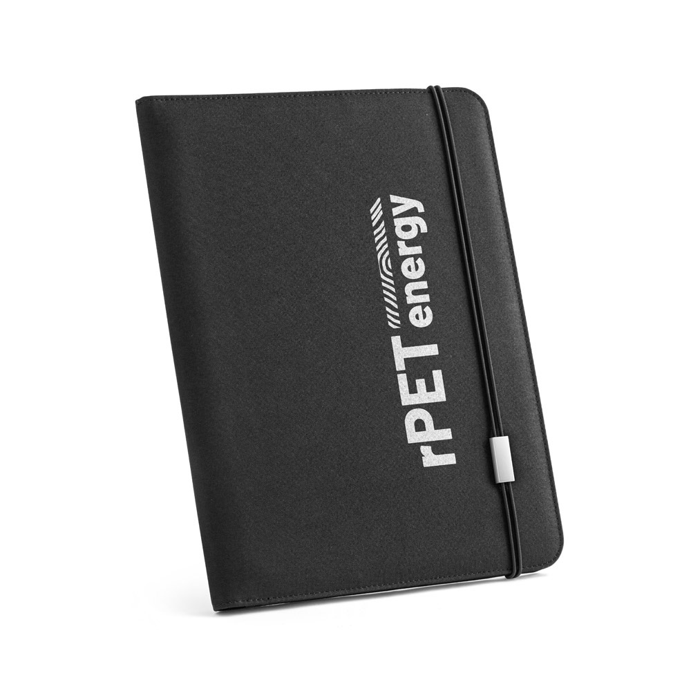 EMERGE FOLDER II. A4 folder in recycled polyester (100% rPET) 300D with elastic closure