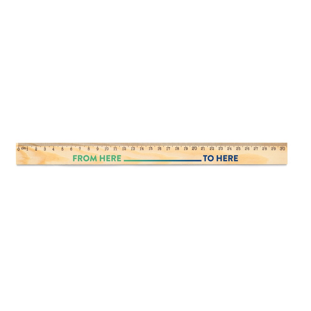 WESLEY 30. Regla de madera de pino con escala de 30 cm
