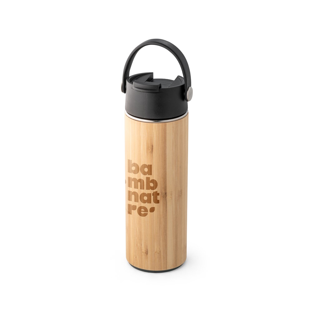 LAVER. Thermos bottle in bamboo, stainless steel and PP 440 mL