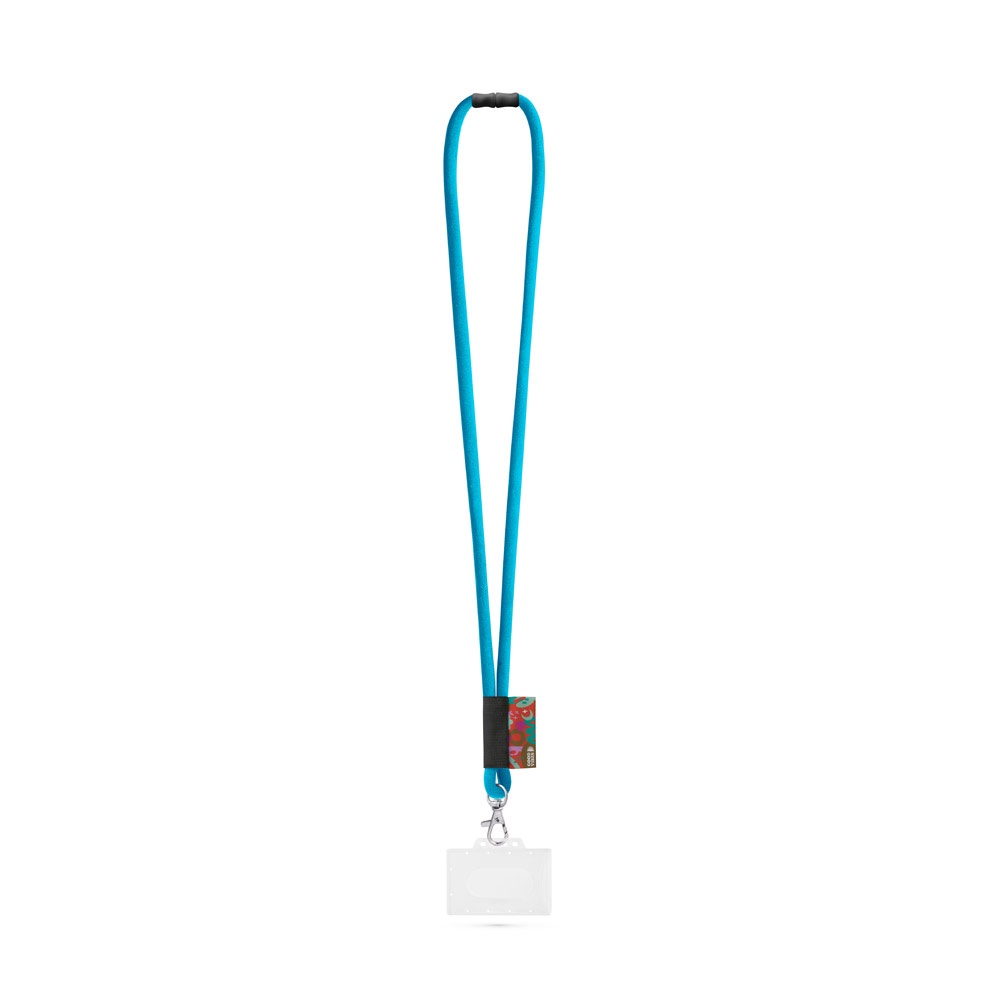 WATFORD. SET Lanyard TUBE Long (Ø 7 mm) with Hook Trigger Snap 9 mm, safety lock Ø 7 mm and rigid ID badge / card holder 91 x 68 mm