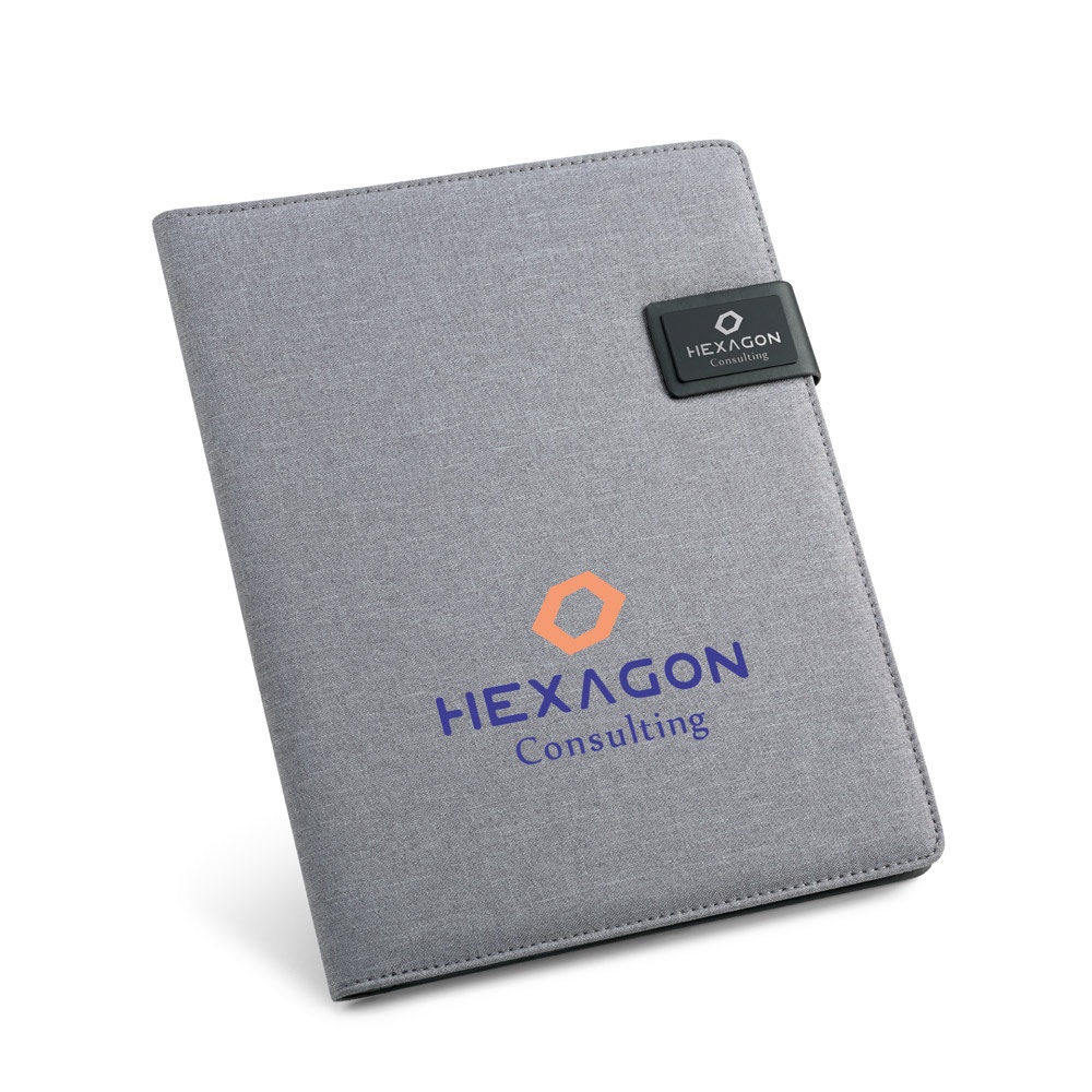 RIORDAN. A4 folder in imitation linen and PU with lined pages