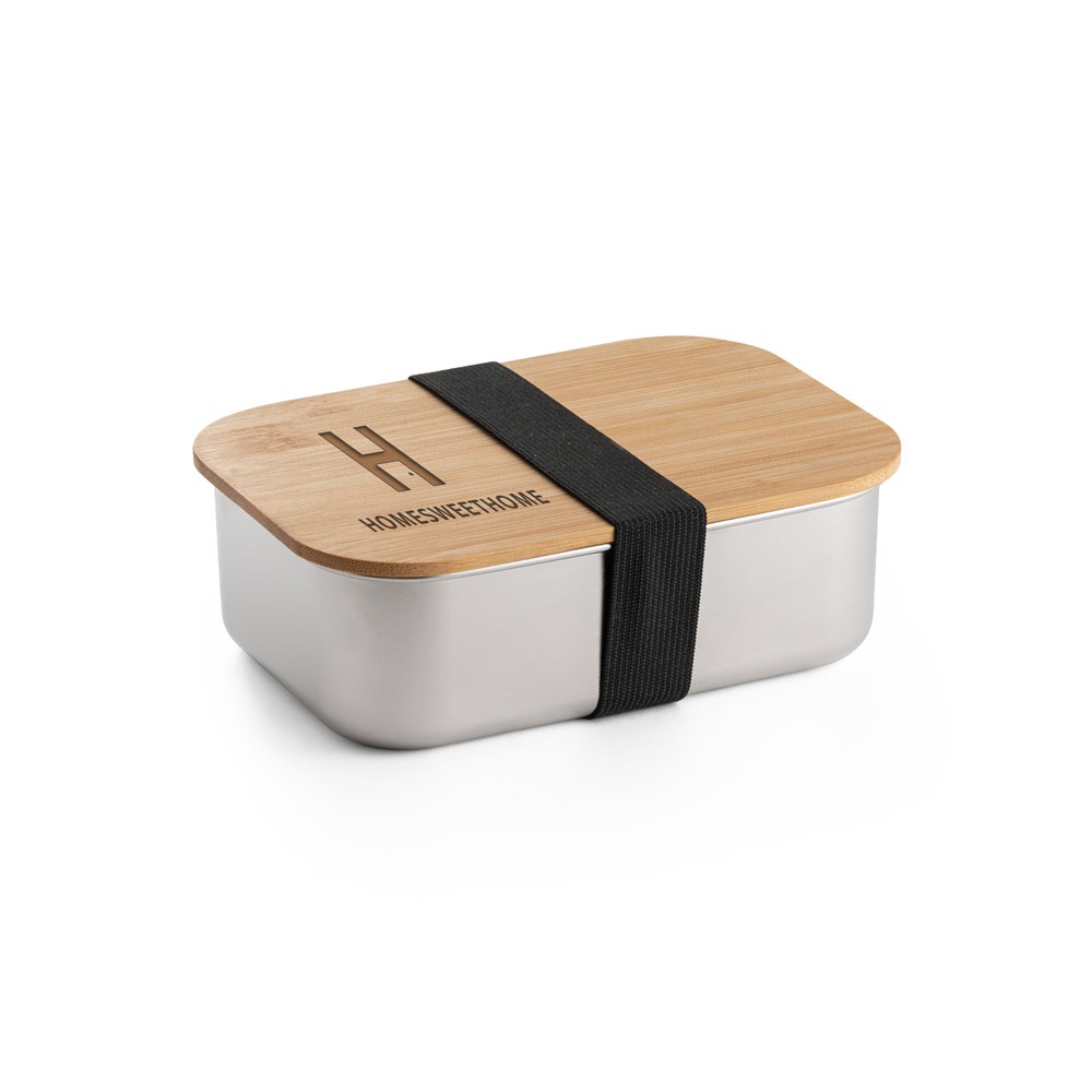 SHINO. Lunch Box. Stainless steel lunch box with bamboo lid