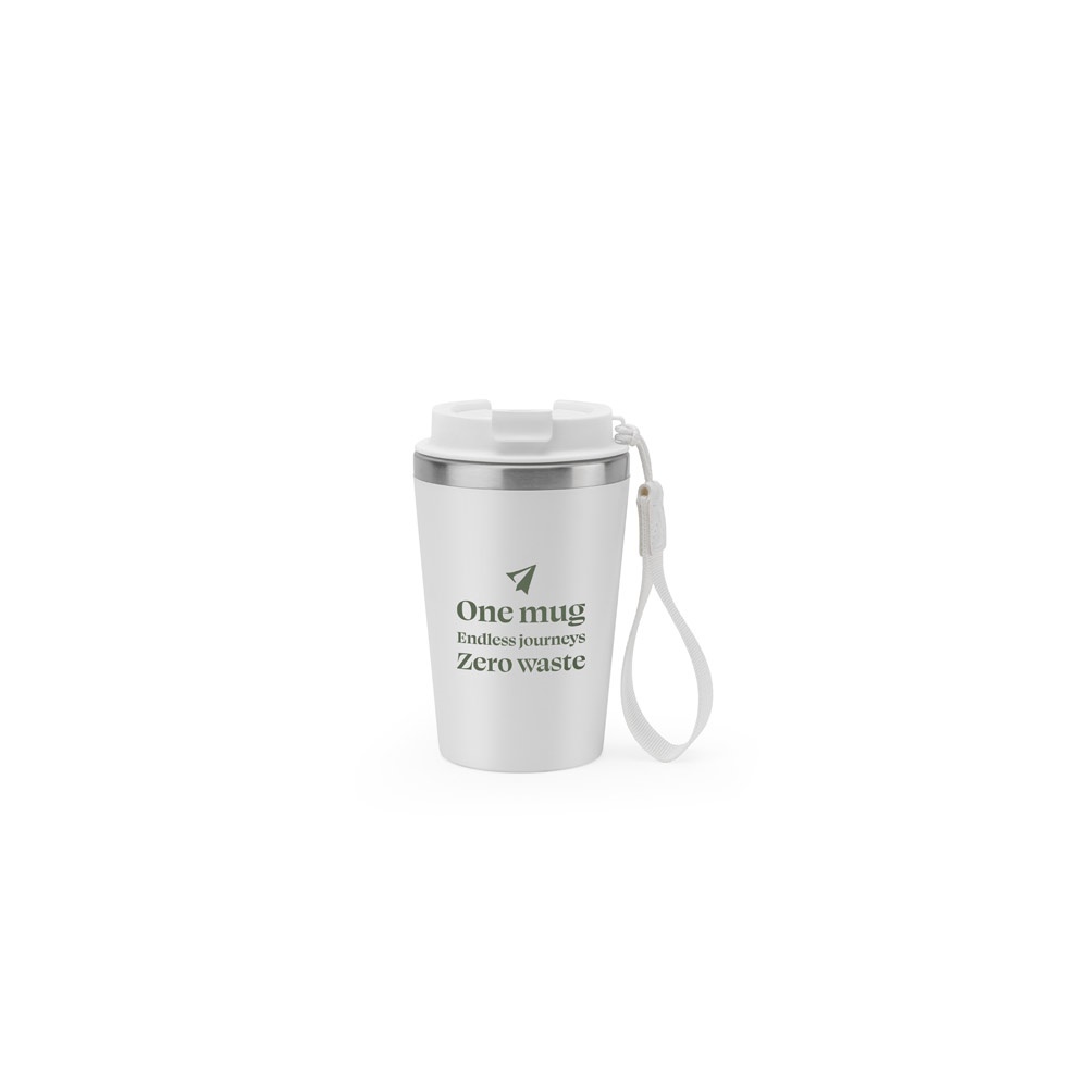 SPITZ. Stainless steel travel mug (90% recycled) with PP outer wall and matte finish 440 mL