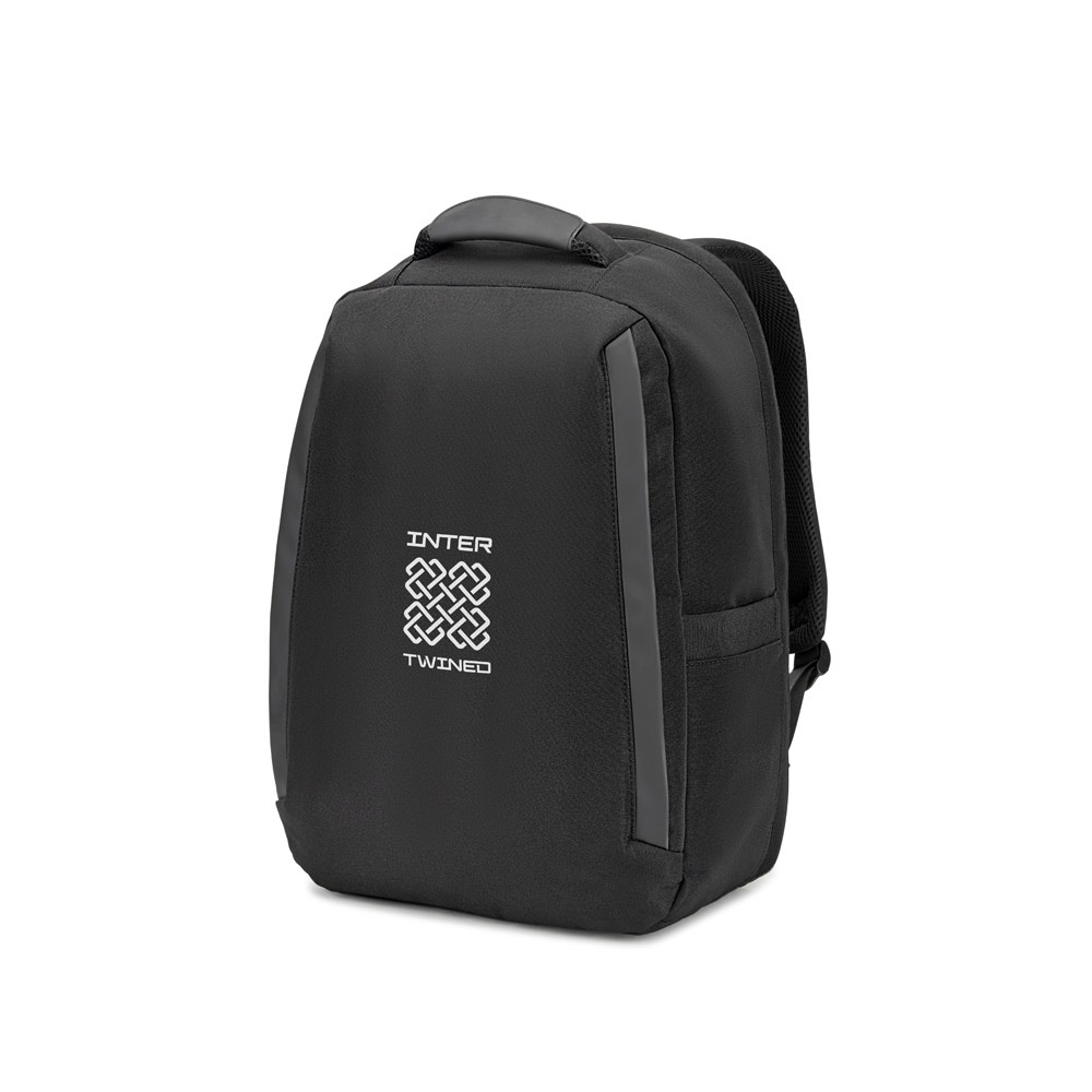 YANGON BPACK. Anti-theft backpack, in twill with water-repellent coating and high-density 600D recycled polyester, for 17'3" laptop