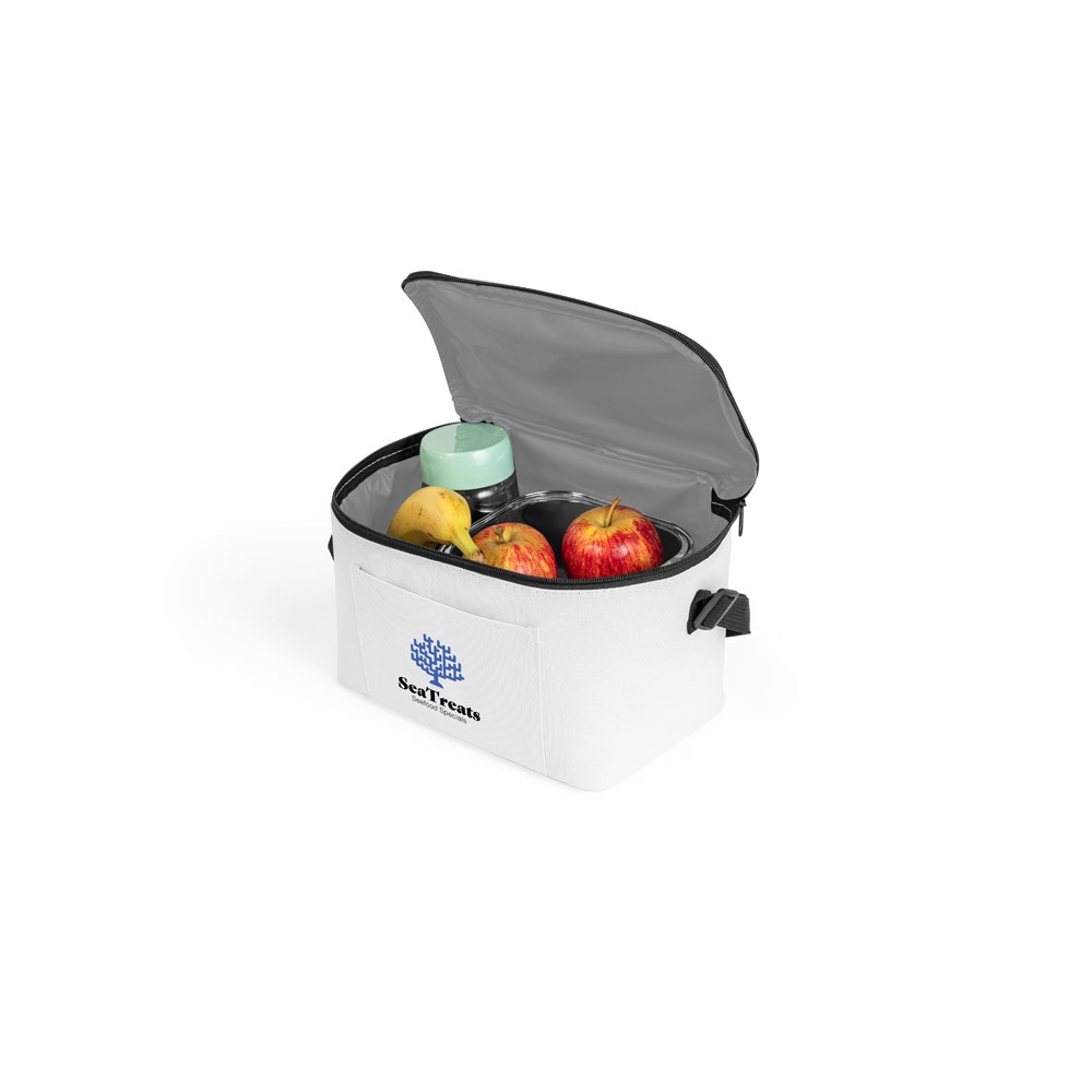 CANCUN. Bolsa térmica de poliéster reciclado 600D con correa de cincha ajustable 7 L