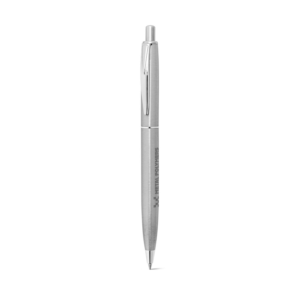 DOOLI. Stainless steel ballpoint pen (53% recycled), with shiny body
