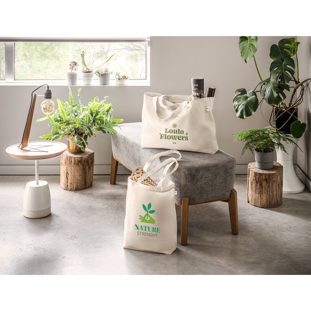 GIRONA. Bolsa de algodón (50%), algodón reciclado (30%) y poliéster (20% rPET) (220 g/m²)