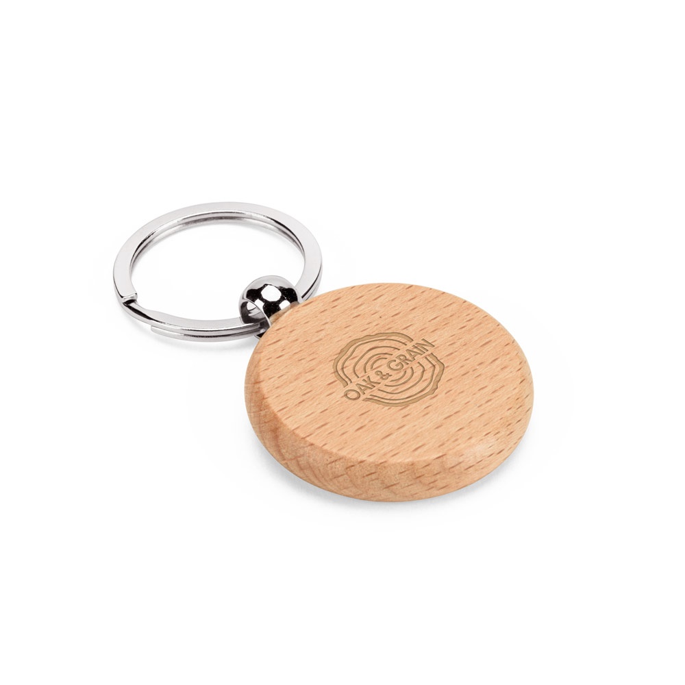 STEWIE ROUND. Llavero redondo de madera de haya