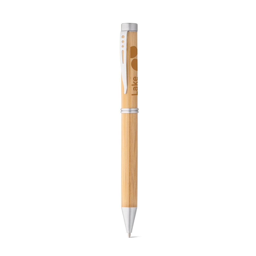 LAKE. Bamboo ball pen with twist mechanism and metal clip