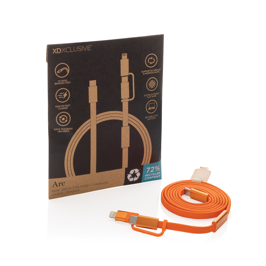 Cable de carga rápida 2 en 1 Arc RCS de 60W y 120 cm