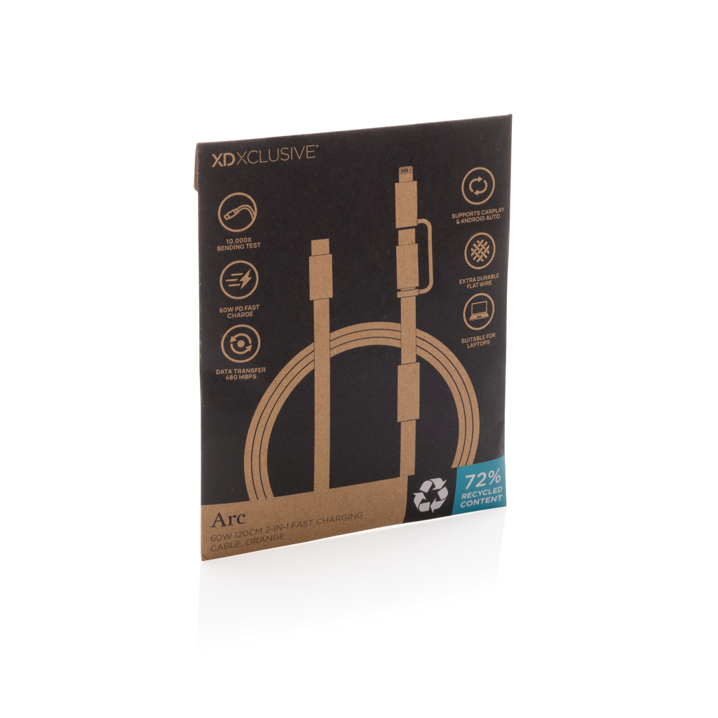 Cable de carga rápida 2 en 1 Arc RCS de 60W y 120 cm