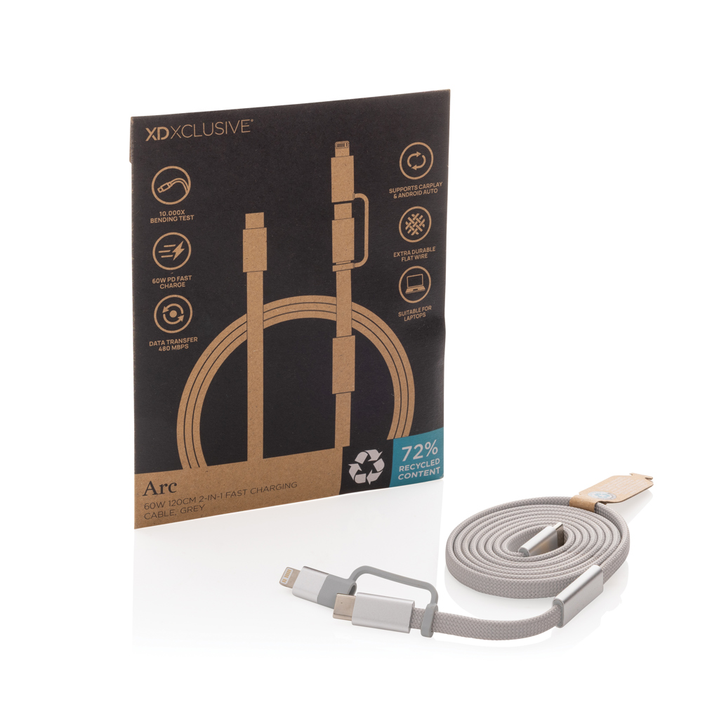 Cable de carga rápida 2 en 1 Arc RCS de 60W y 120 cm