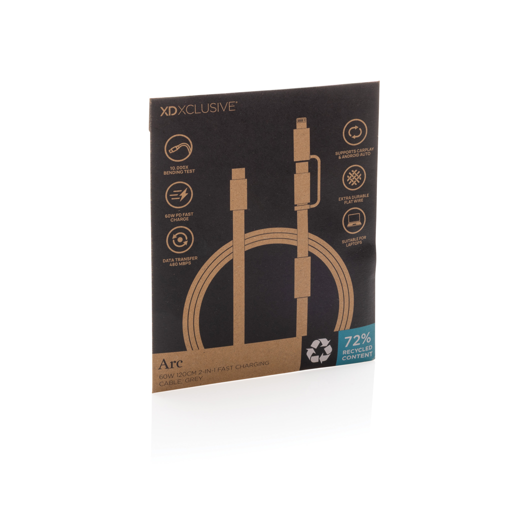 Cable de carga rápida 2 en 1 Arc RCS de 60W y 120 cm