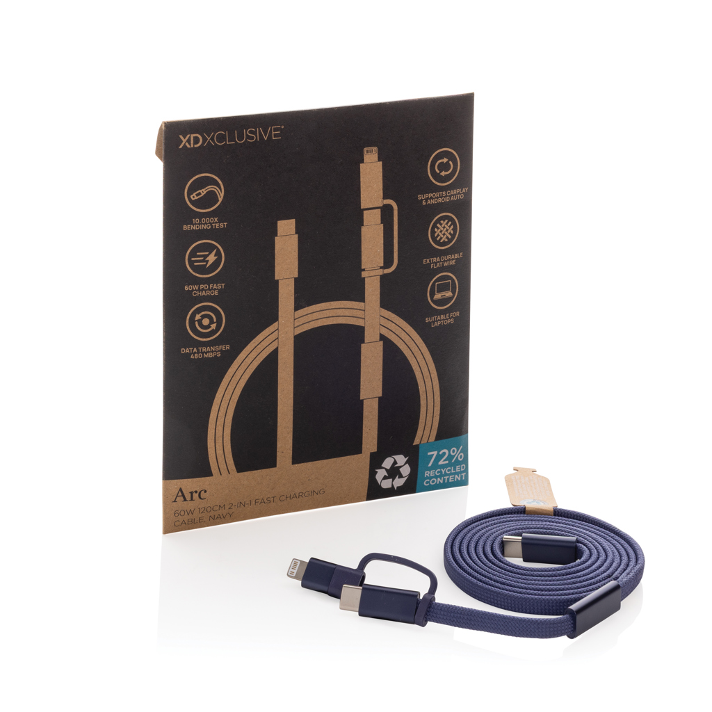 Cable de carga rápida 2 en 1 Arc RCS de 60W y 120 cm
