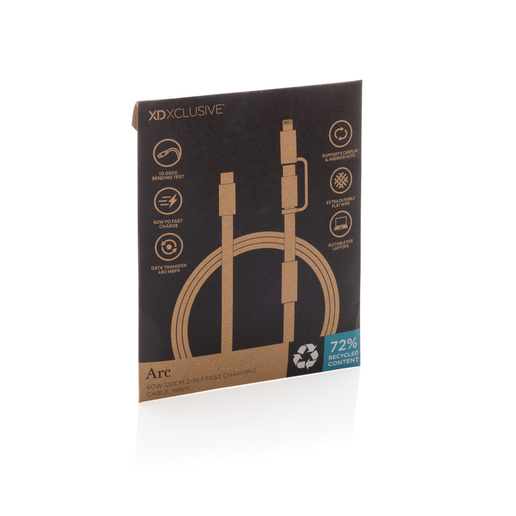 Cable de carga rápida 2 en 1 Arc RCS de 60W y 120 cm
