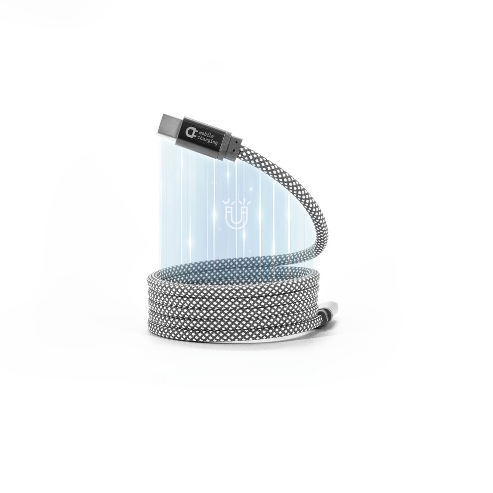 NADELLA. Cable USB-C a USB-C con cable trenzado de poliéster (60 W) y sistema magnético para enrollarlo fácilmente