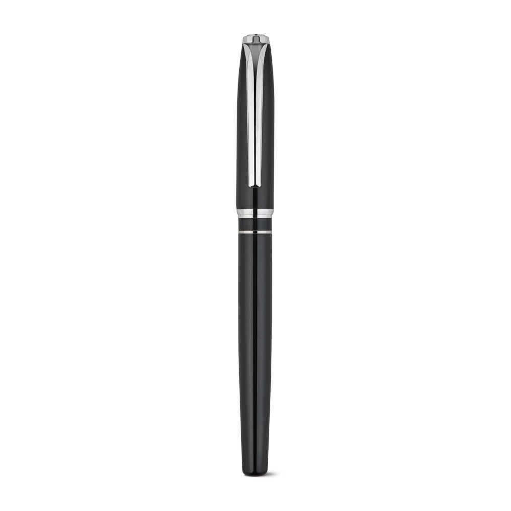 SARAMAGO. Set premium compuesto por 1 bolígrafo y 1 roller en cobre y acero inoxidable, con tinta azul