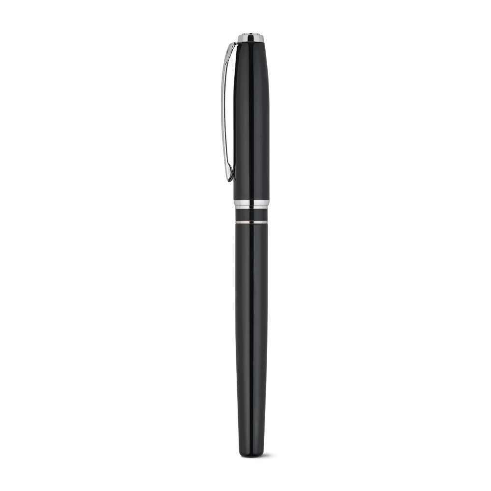 SARAMAGO. Set premium compuesto por 1 bolígrafo y 1 roller en cobre y acero inoxidable, con tinta azul