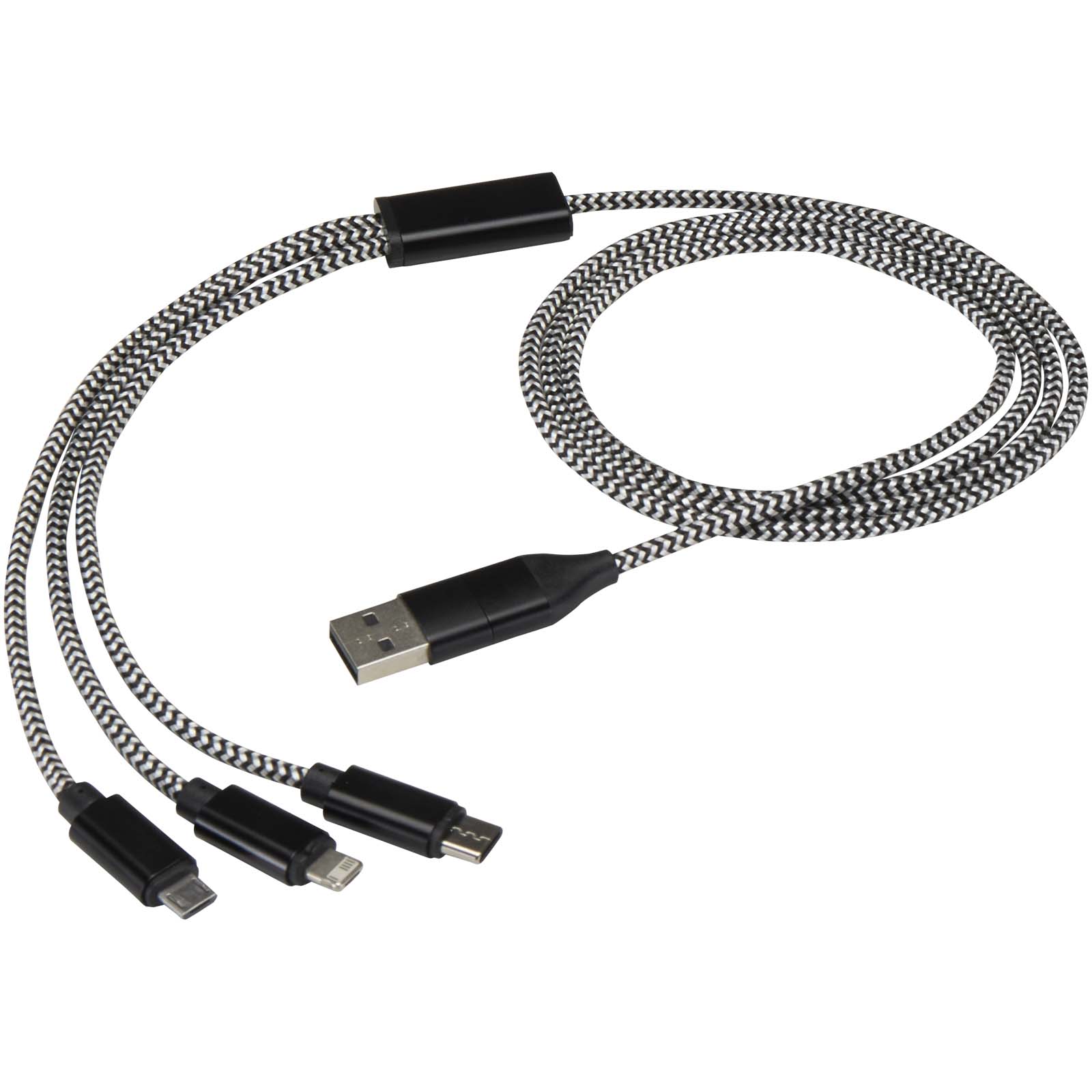 Cable de carga 5 en 1 de aluminio reciclado y RPET de Alphecca