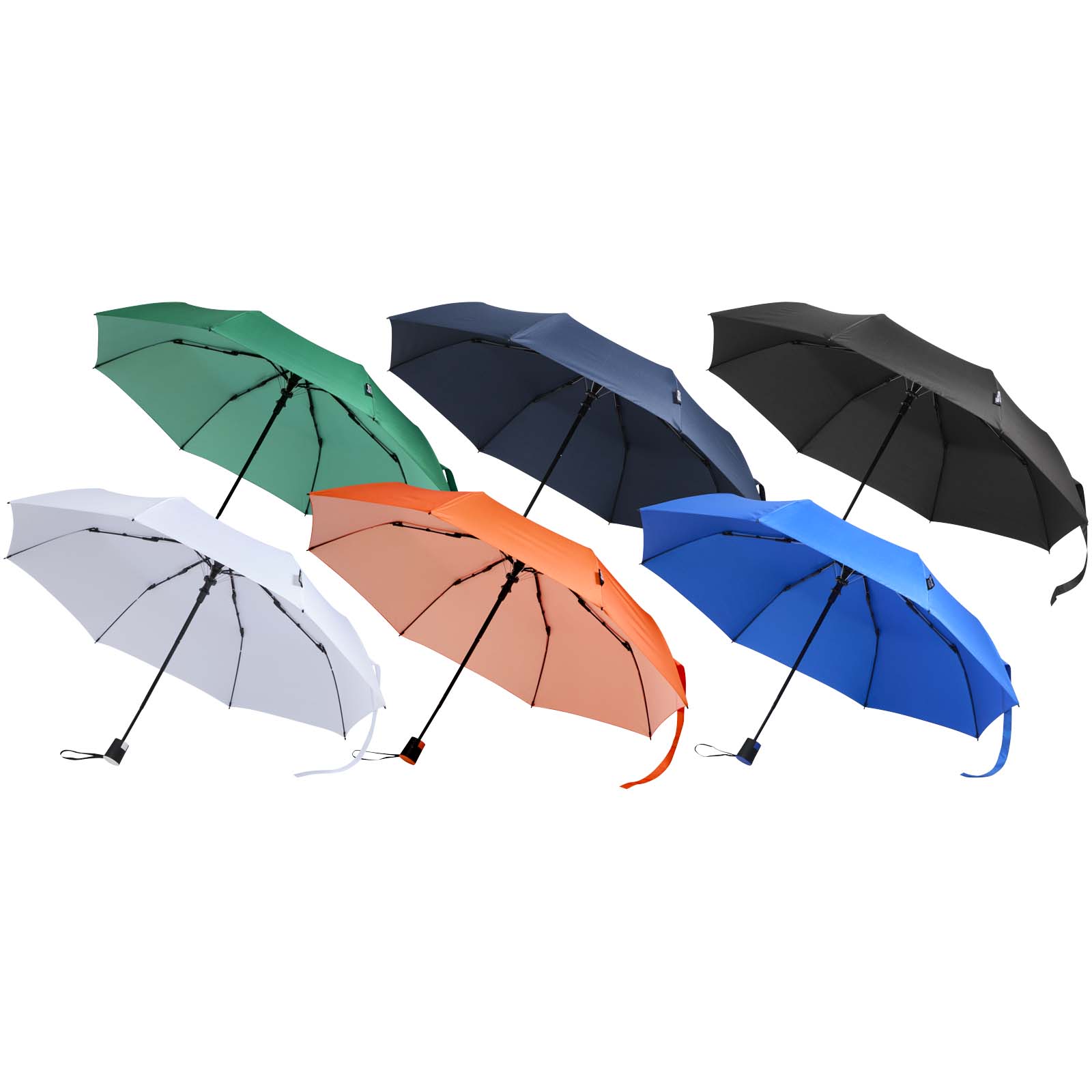 Paraguas Agnes de 53 cm, plegable y con apertura automática, fabricado en RPET