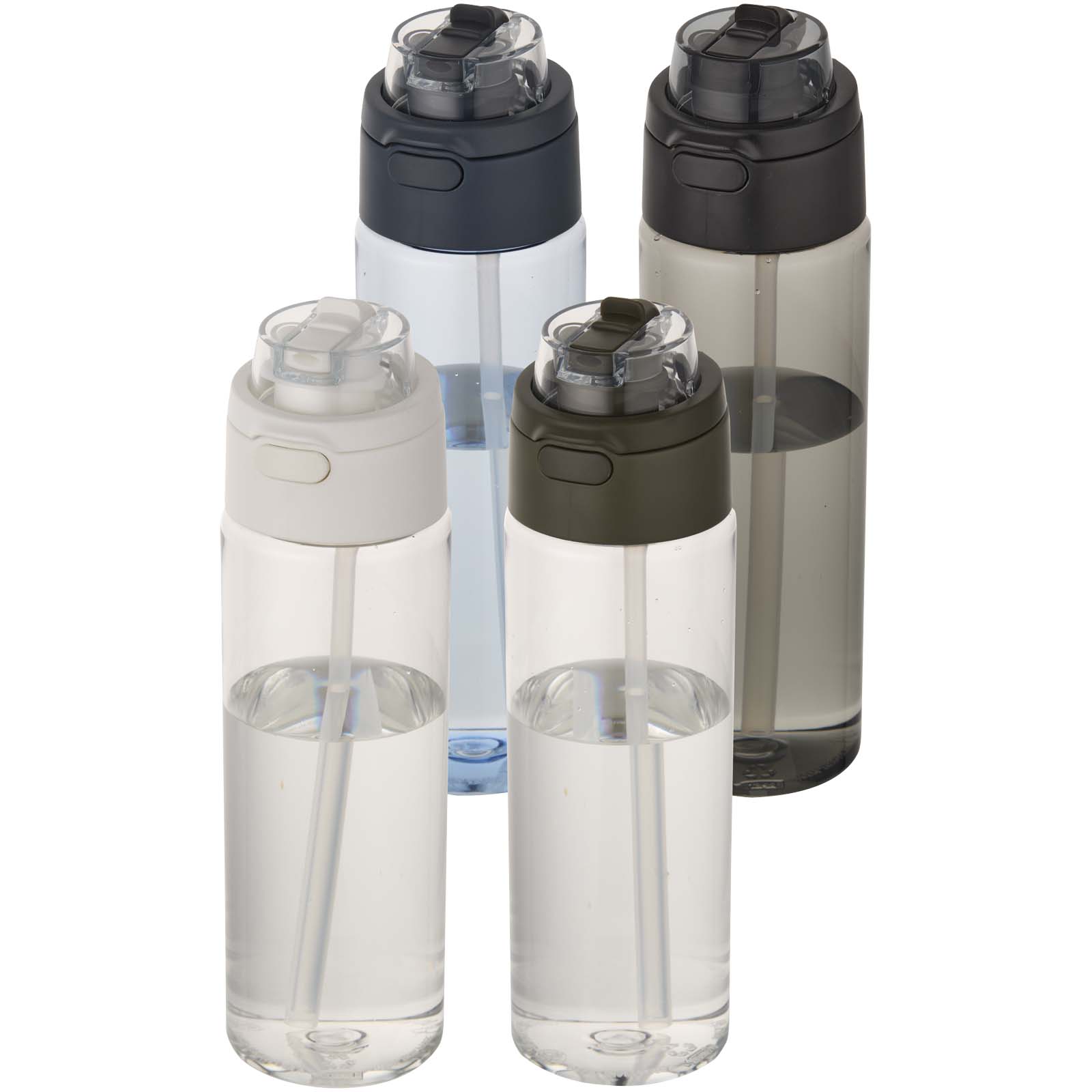 Botella de agua Theron de 700 ml de plástico reciclado RCS con tapa de doble función y pajita abatible