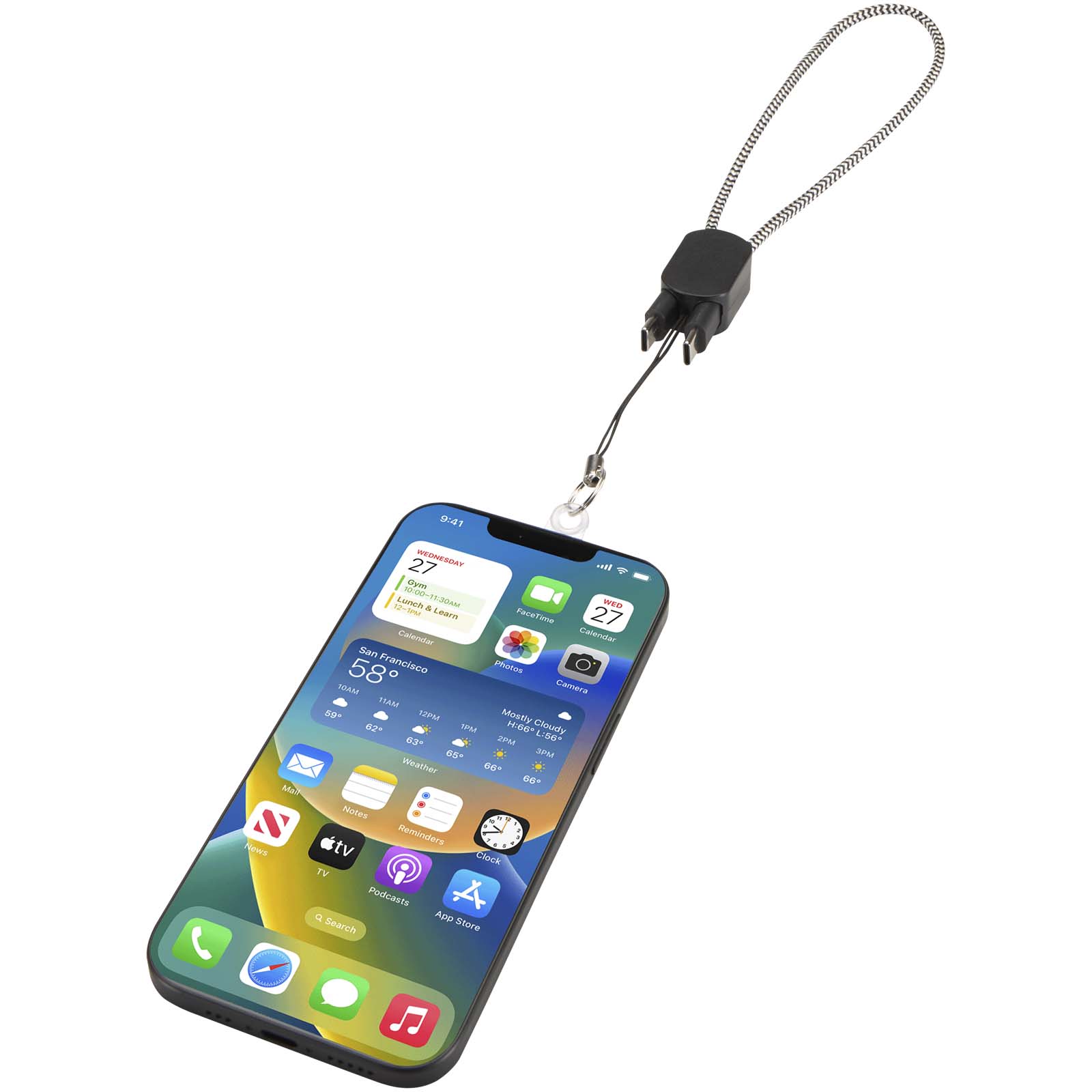 Lanyard de muñeca reciclado Arich RCS con cable de carga tipo C de 20 W integrado