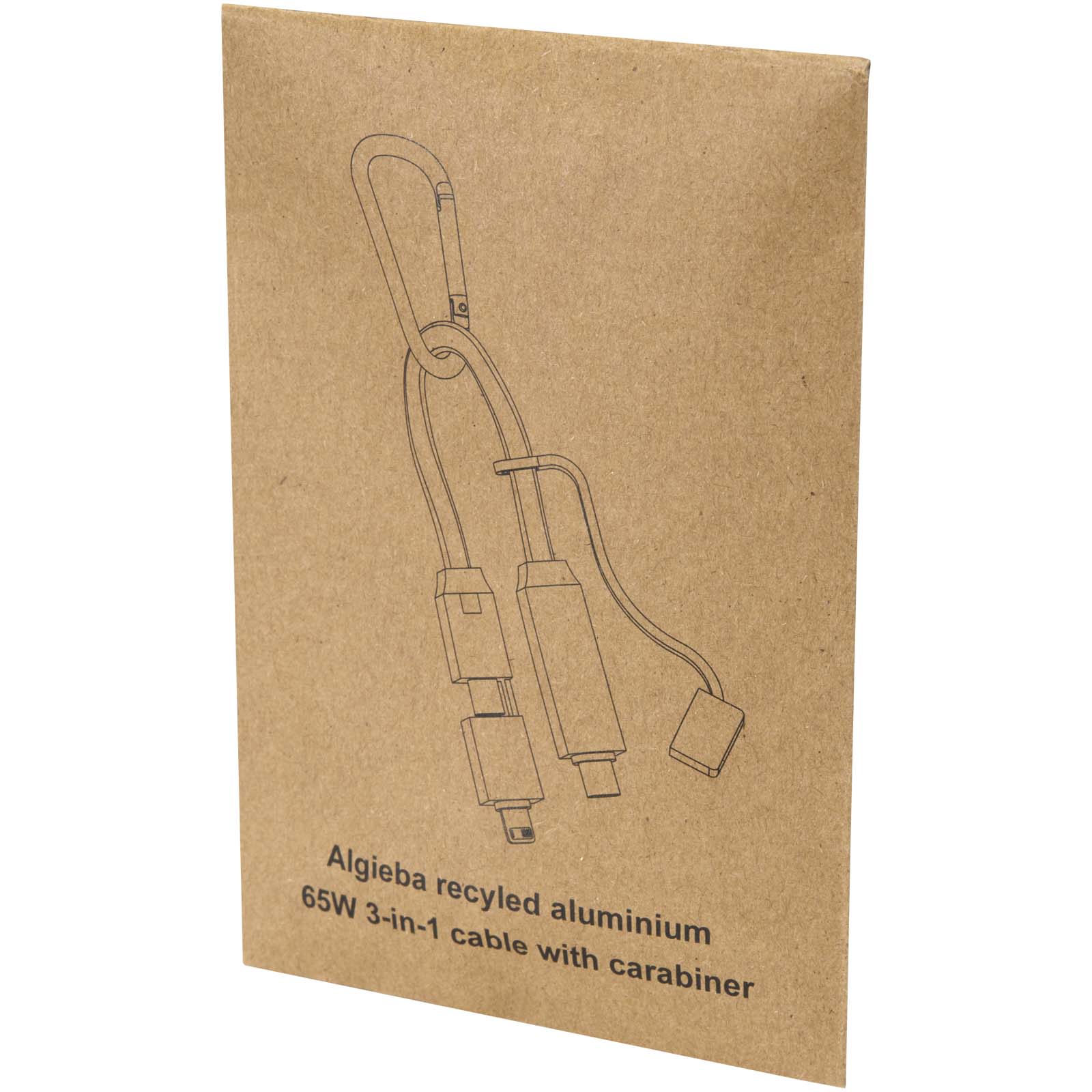 Algieba 65W 3-in-1 recycled aluminium charging cable with carabiner