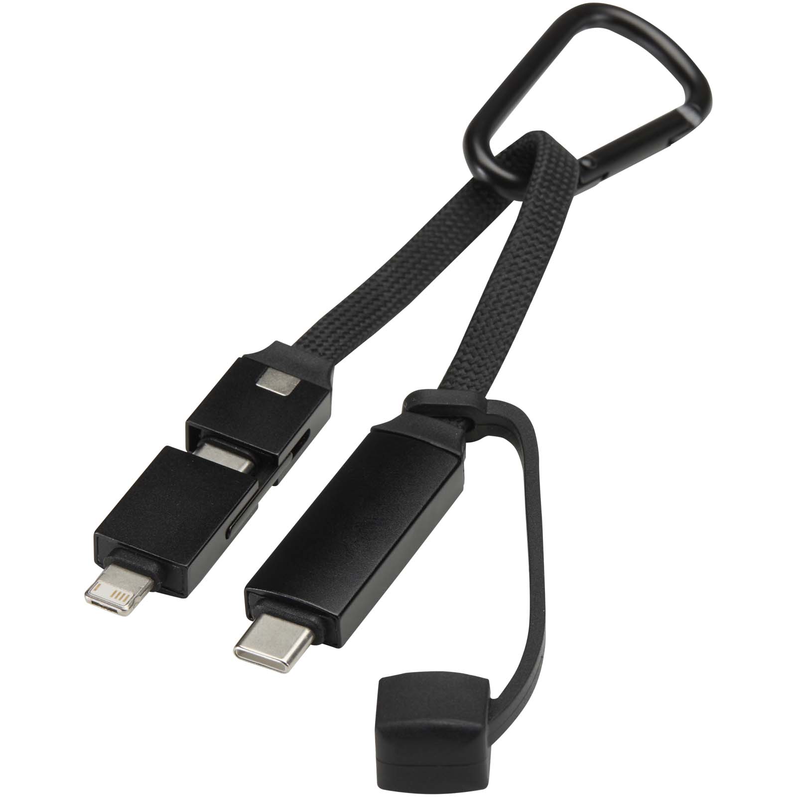 Algieba 65W 3-in-1 recycled aluminium charging cable with carabiner