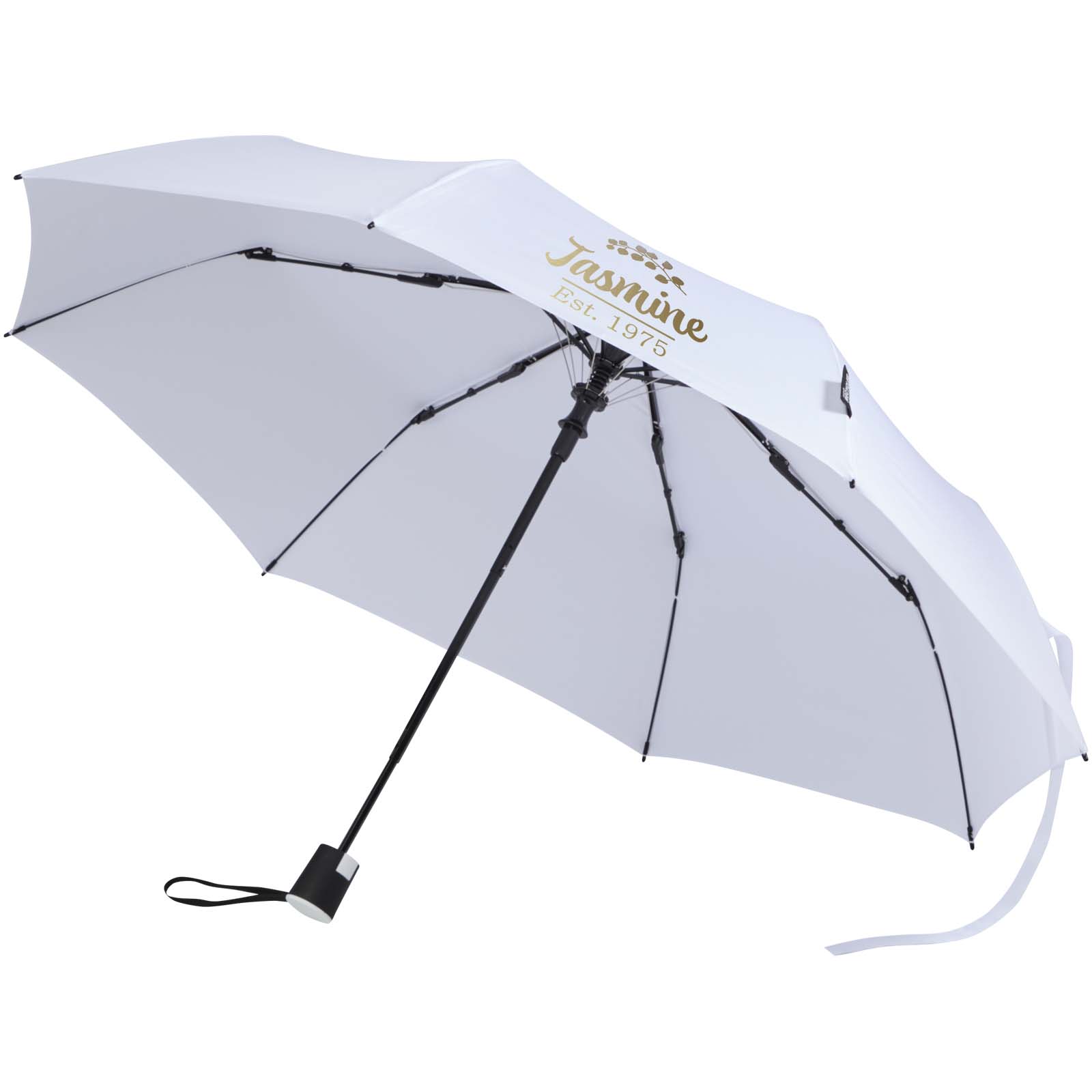 Paraguas Agnes de 53 cm, plegable y con apertura automática, fabricado en RPET