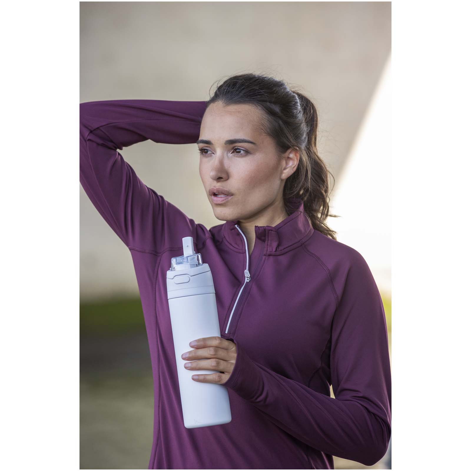 Theron 800 ml RCS recycled single wall stainless steel water bottle with dual function lid