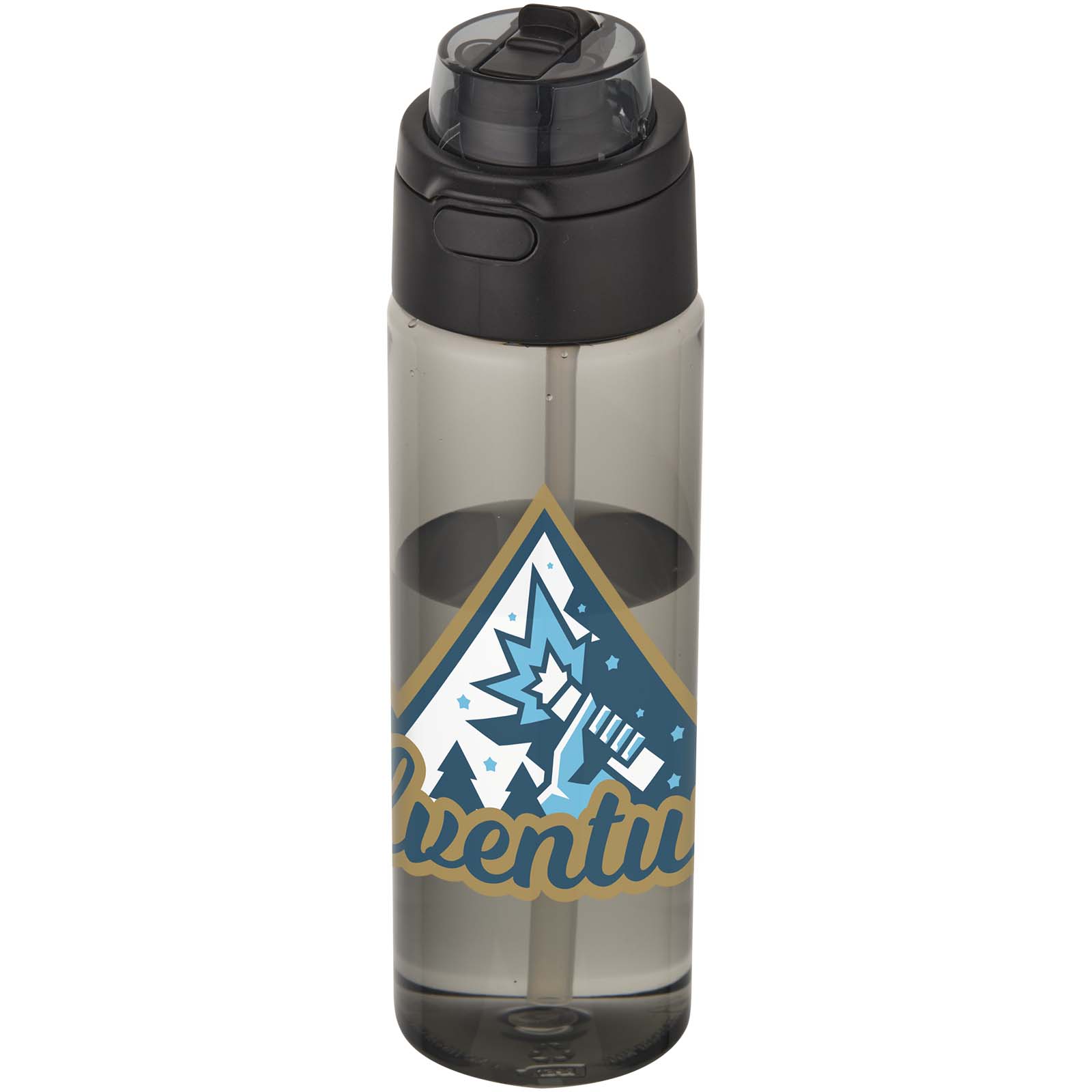 Botella de agua Theron de 700 ml de plástico reciclado RCS con tapa de doble función y pajita abatible