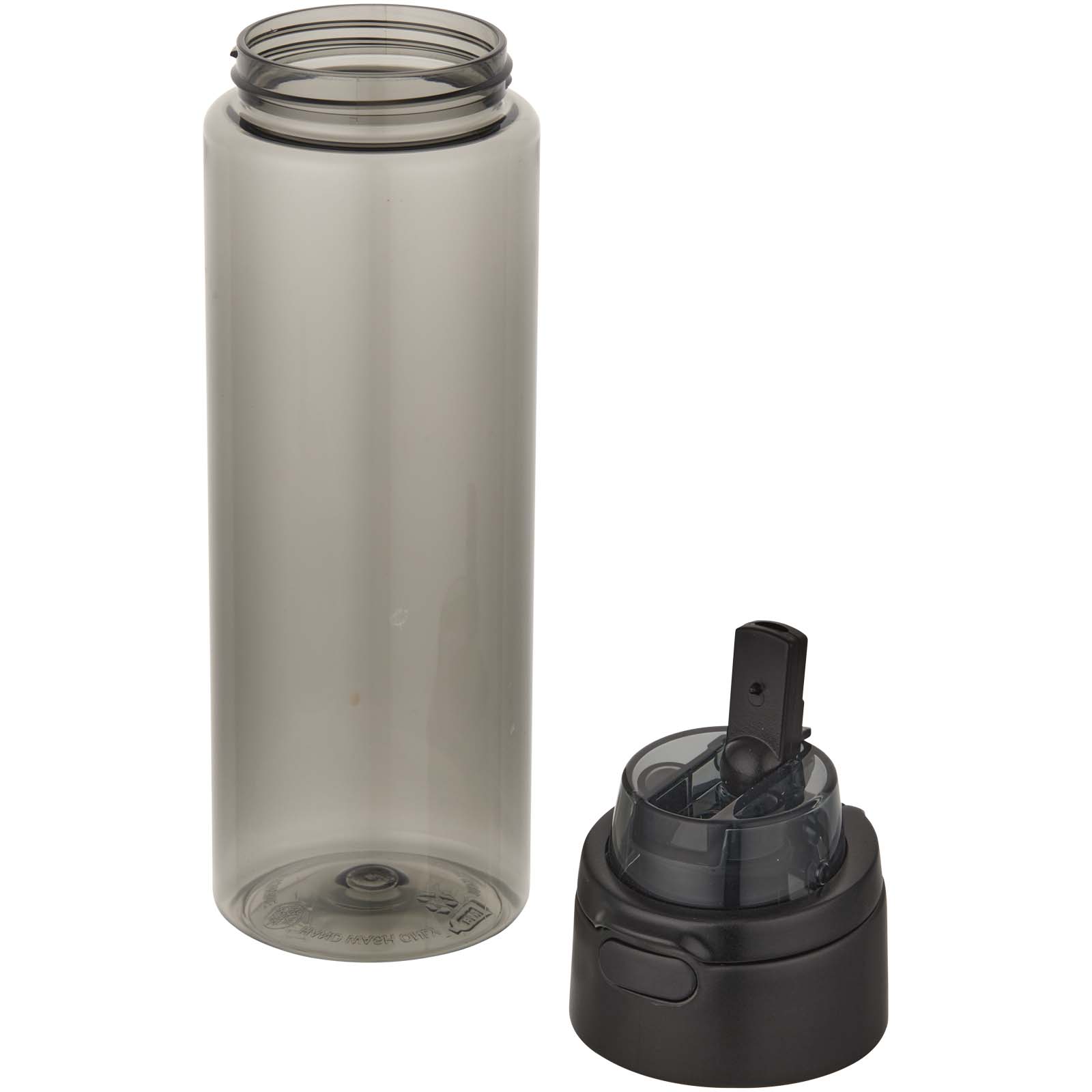 Botella de agua Theron de 700 ml de plástico reciclado RCS con tapa de doble función y pajita abatible