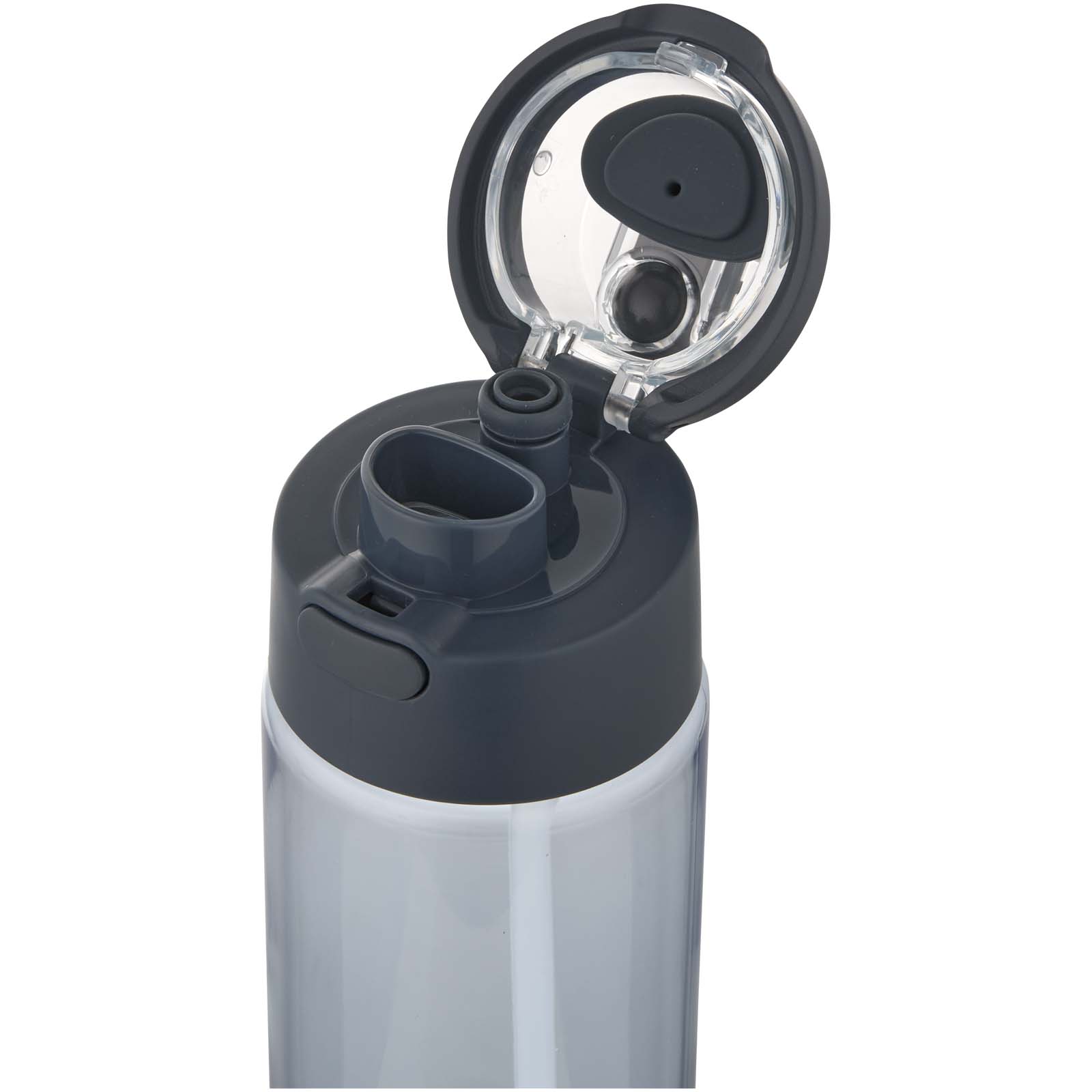Botella de agua Theron de 700 ml de plástico reciclado RCS con tapa de doble función y pajita abatible