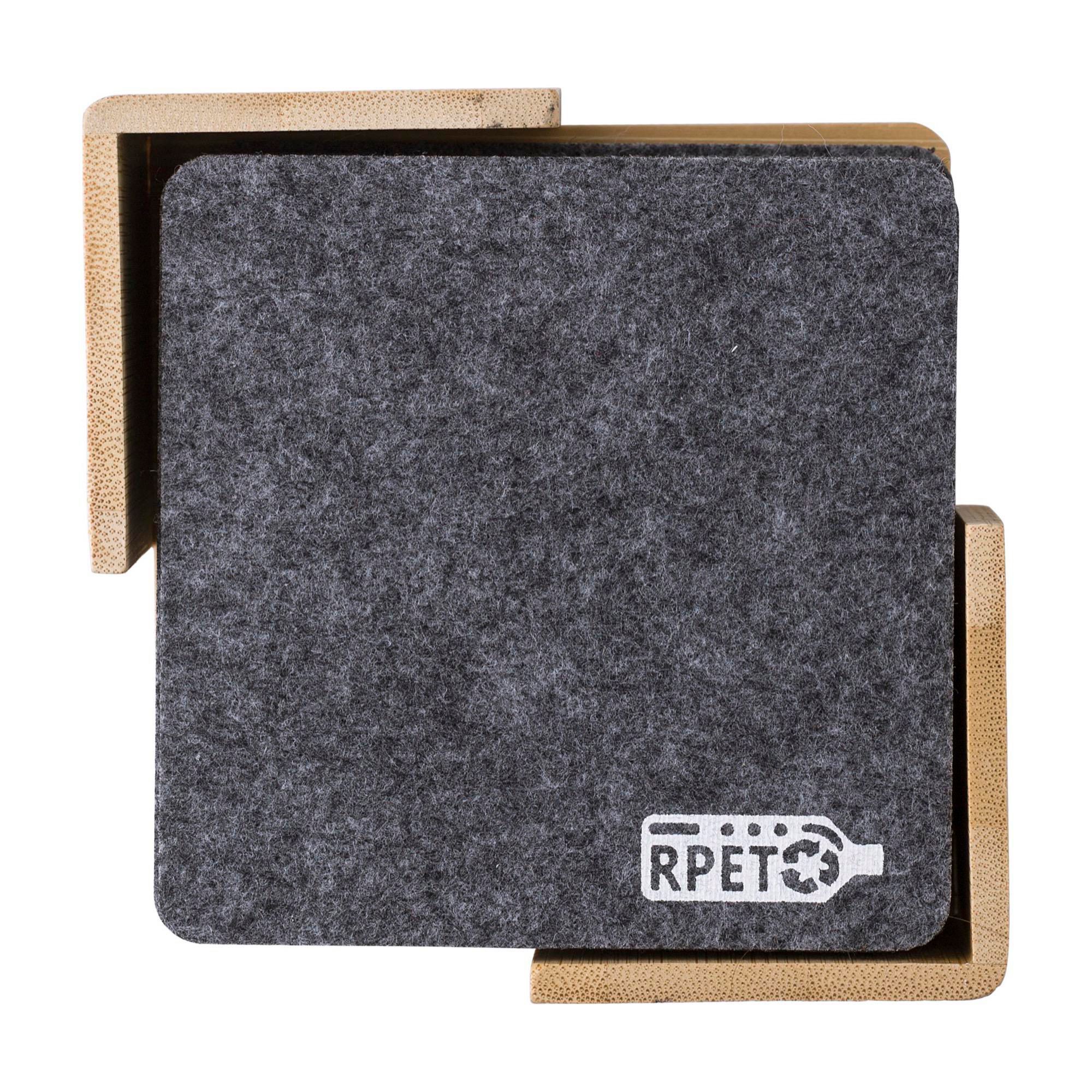 Coaster set Lawrence | Recycled | Bamboo case