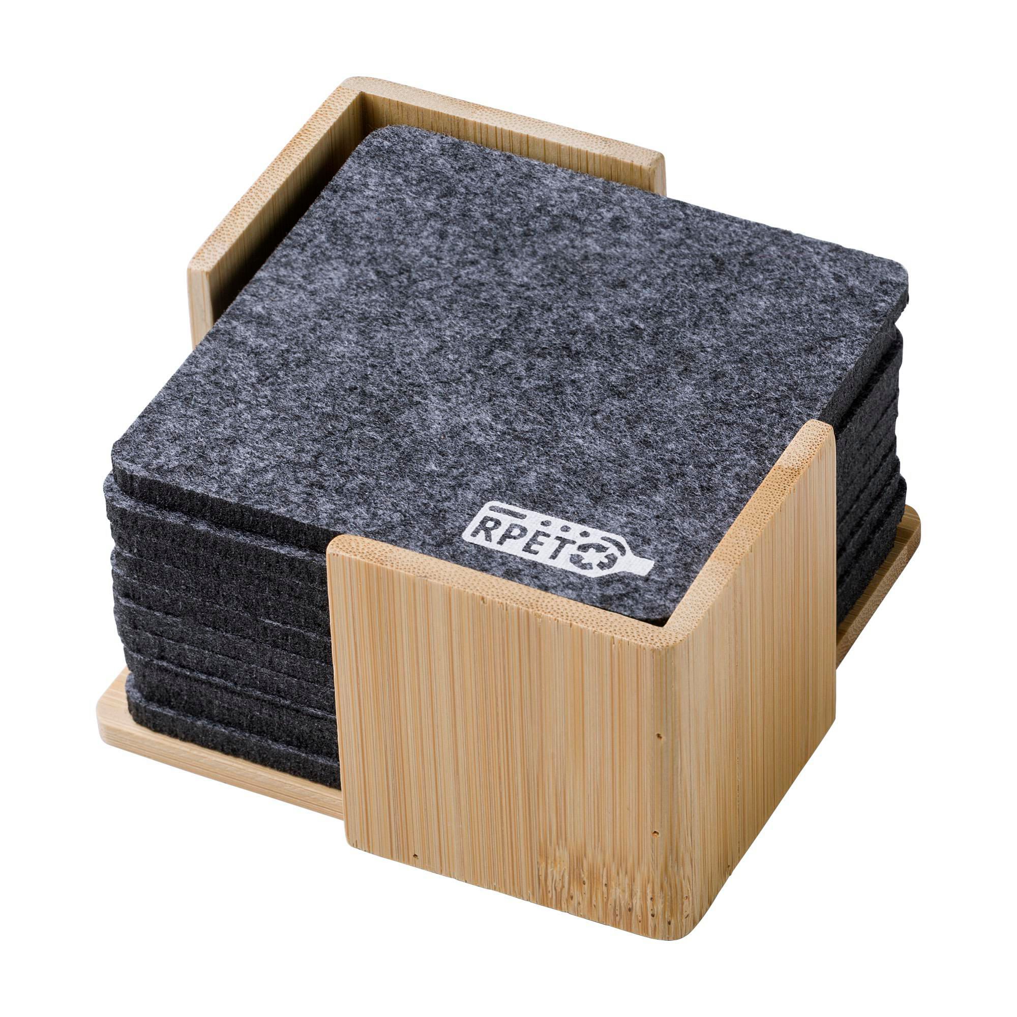 Coaster set Lawrence | Recycled | Bamboo case