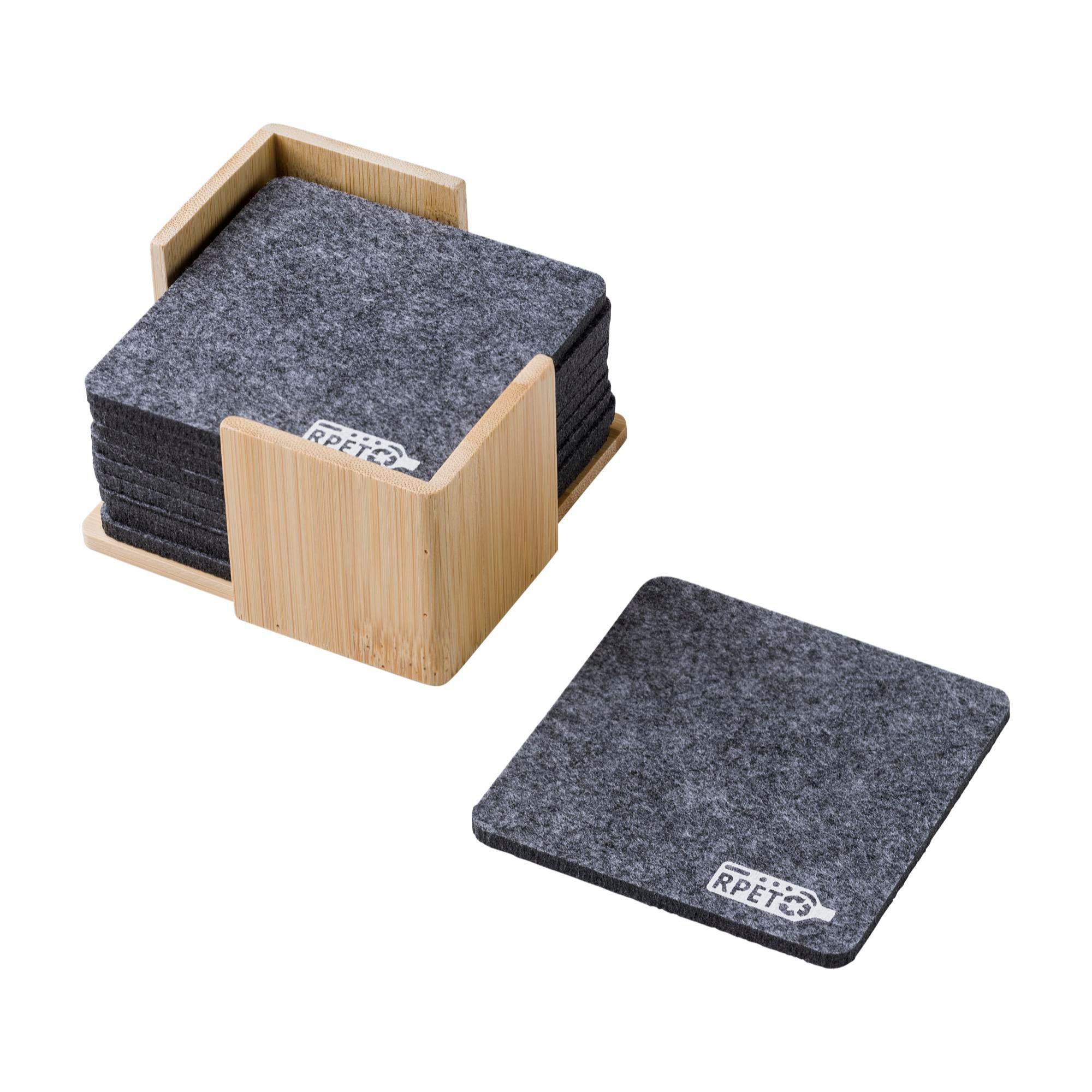 Coaster set Lawrence | Recycled | Bamboo case
