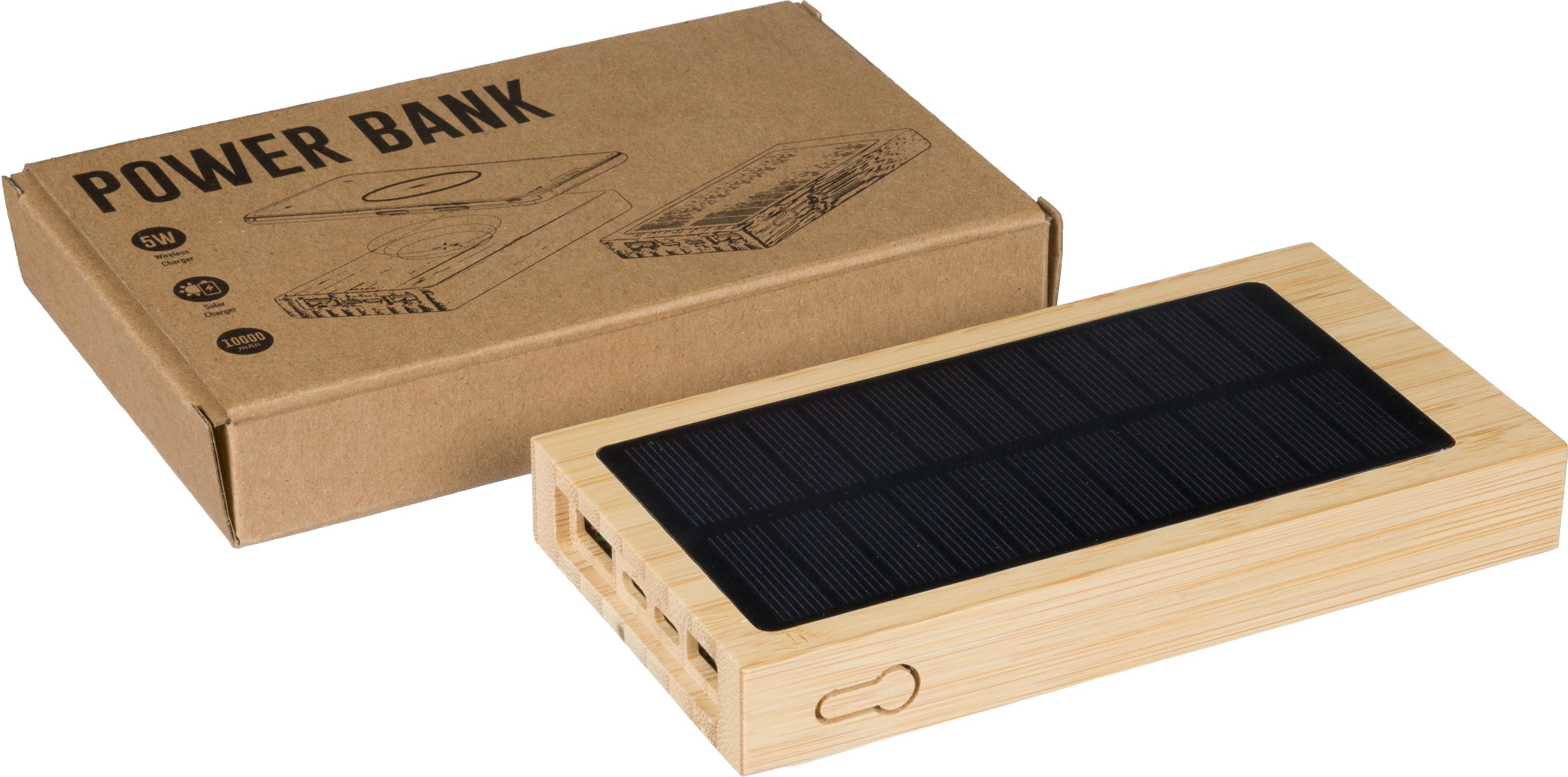 Power bank Elz | Bamboo | Solar | 10,000 mAh
