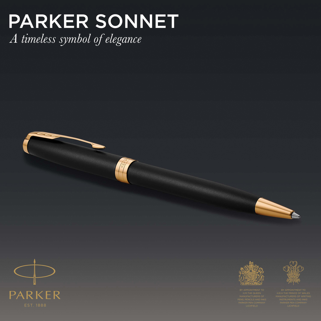 Bolígrafo Parker Sonnet, negro mate con acabados en paladio.