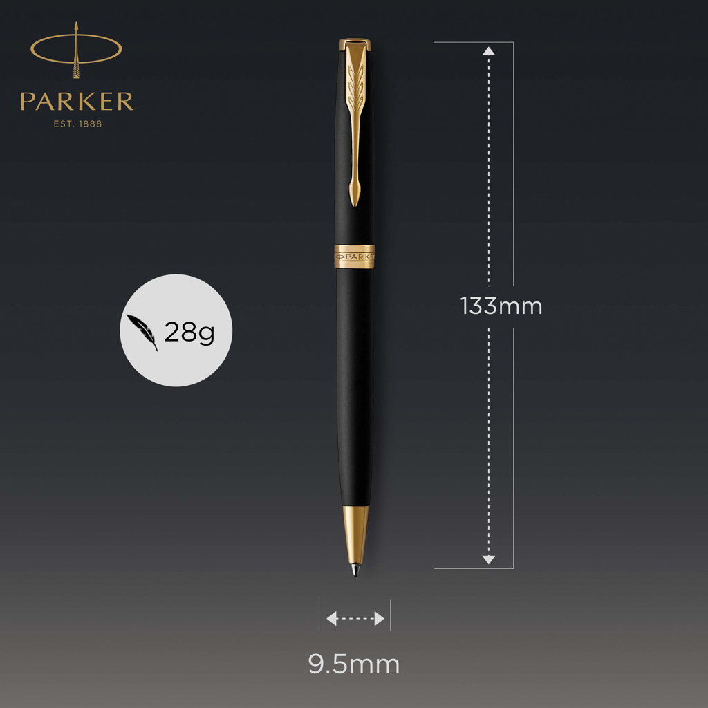 Bolígrafo Parker Sonnet, negro mate con acabados en paladio.