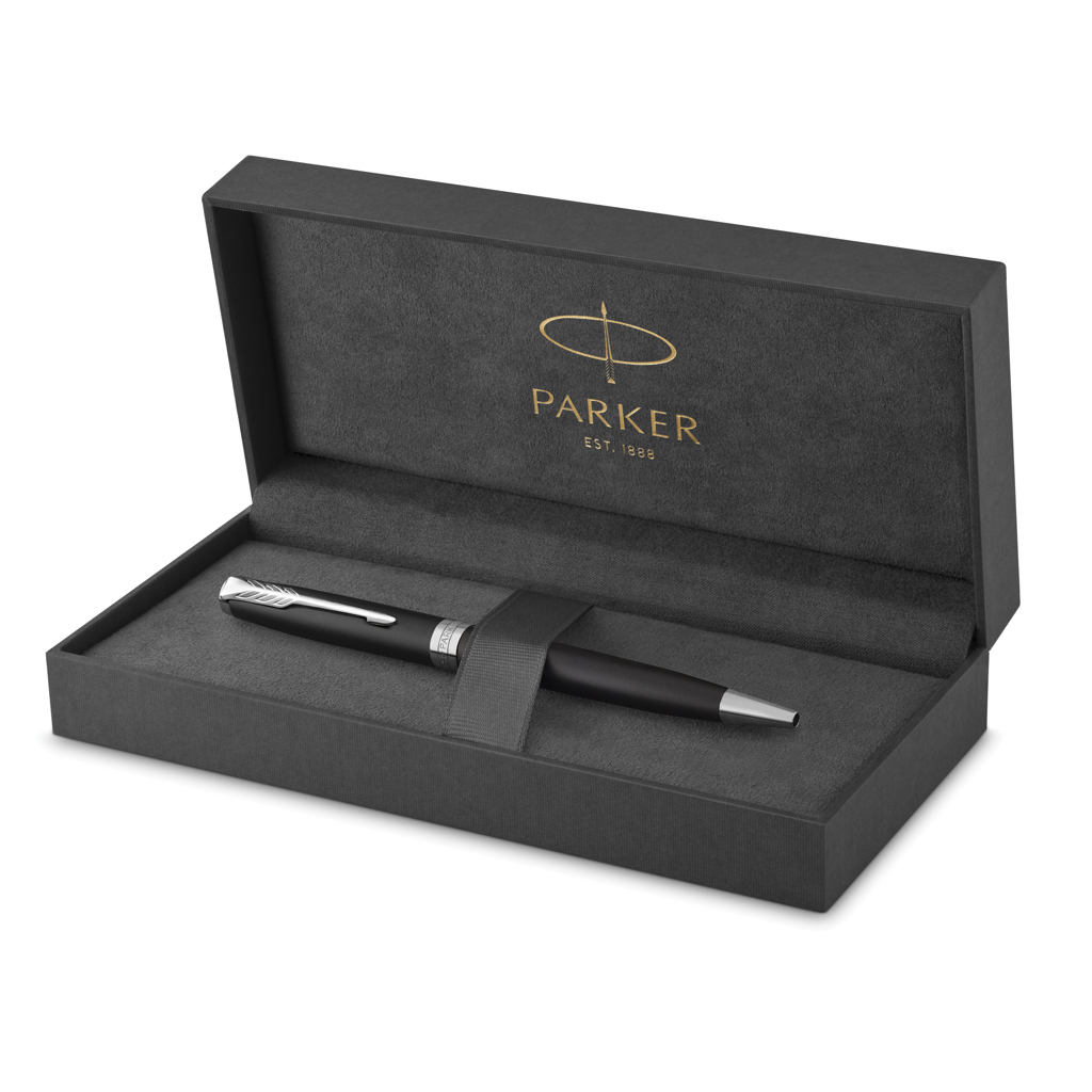 Bolígrafo Parker Sonnet, negro mate con acabados en paladio.