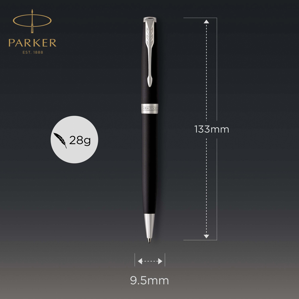 Bolígrafo Parker Sonnet, negro mate con acabados en paladio.