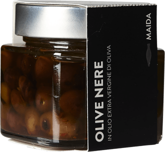 maida black olives in extra virgin olive oil