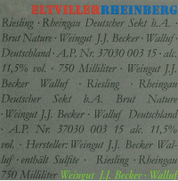Eltviller Rheinberg Riesling Sekt Brut Nature Flaschengärung