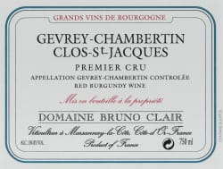 Bruno Clair: Gevrey Chambertin Clos St Jacques Premier Cru 2012