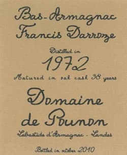 Francis Darroze: Domaine de Pounon Bas Armagnac 1972