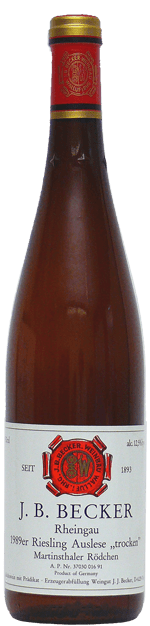 J. B. Becker: Riesling Auslese trocken Martinsthaler Rödchen 1989