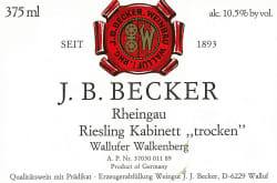 J. B. Becker: Riesling Kabinett Wallufer Oberberg trocken 1988