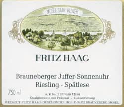 Brauneberger Juffer Sonnenuhr Riesling Spätlese  (fruchtsüß) 2012